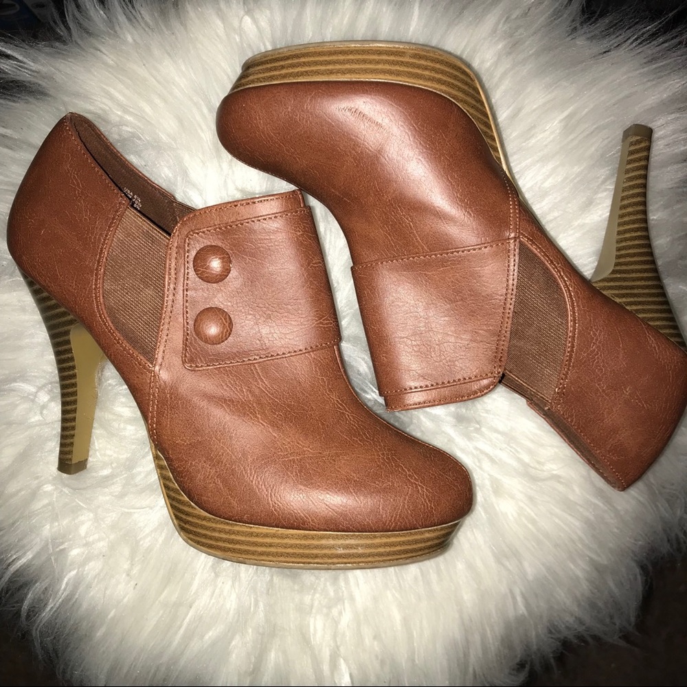 Brown Faux Leather Heel